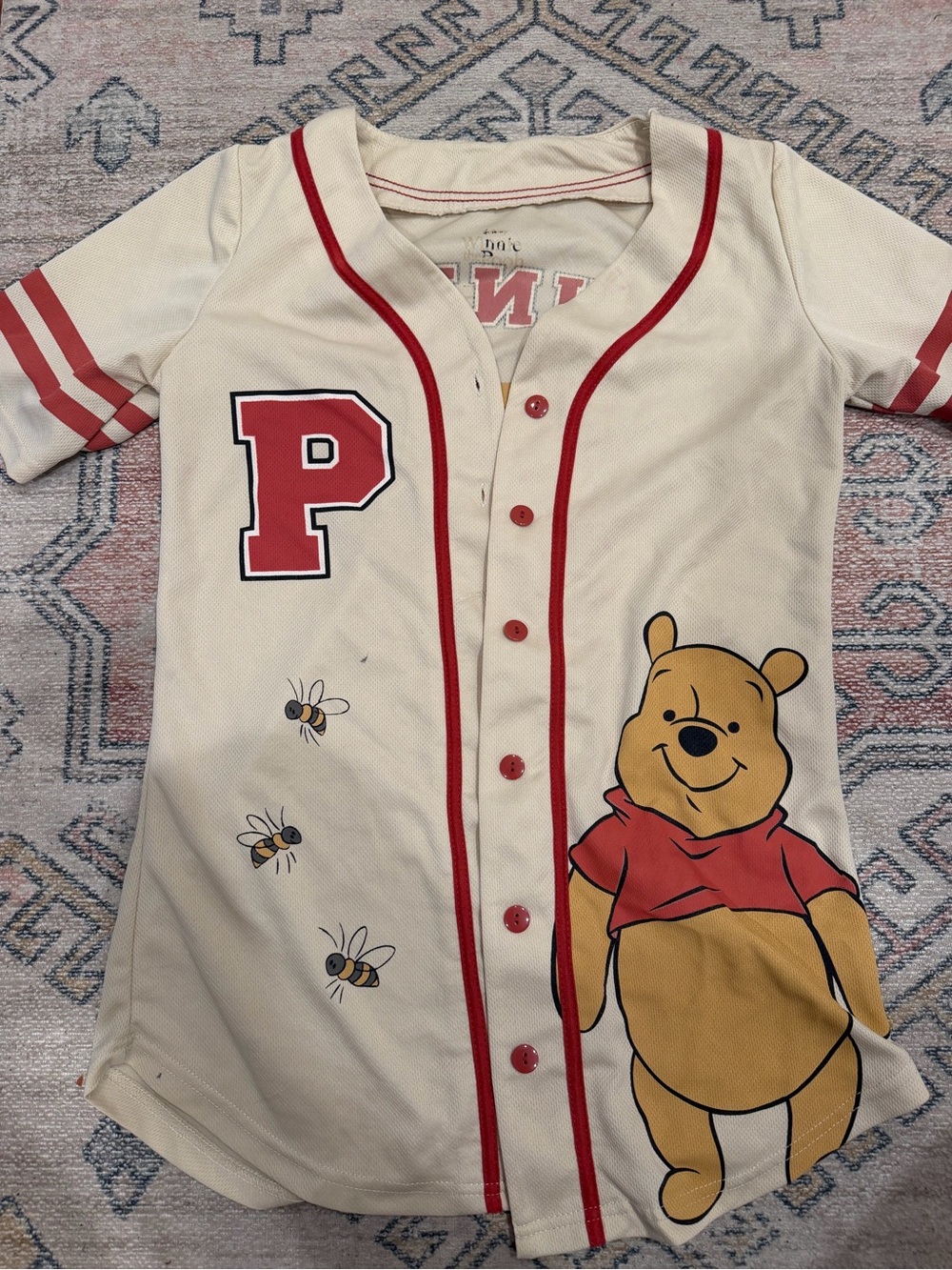 Winnie the Pooh Baseball Jersey - Cream & Red